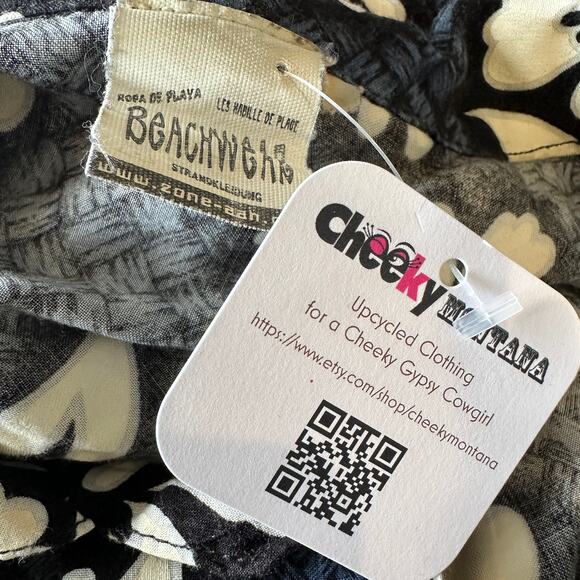 Hawaiian Shirt Hibiscus Button Down Crop Top One Size Boxy Coconutgirl Unique - Picture 5 of 6